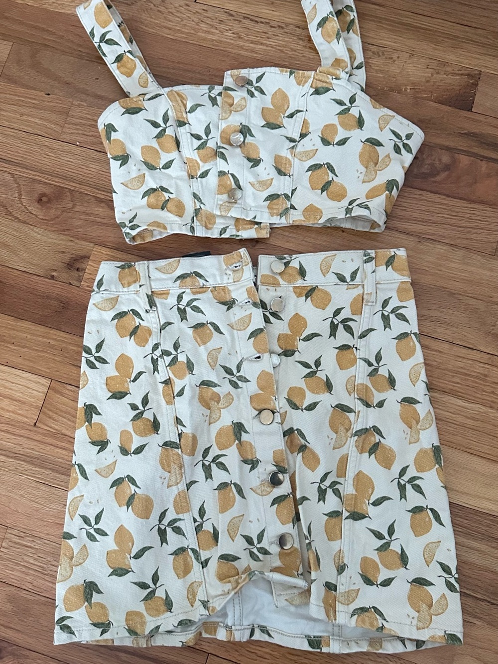 Reformation Cream Lemon Print Two-Piece Set - Picture 4 of 6